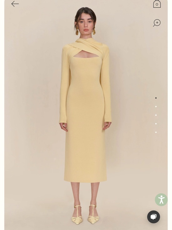 cult gaia Dresses & Skirts - cult gaia coletta butter yellow knit fitted midi dress size large